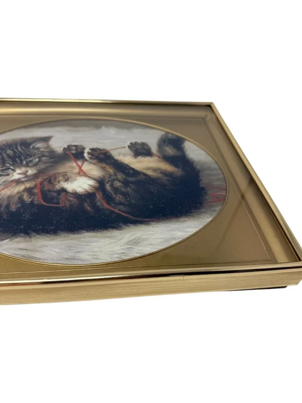 Vintage Brass Oval and Rectangular Inset Mat Photo Frames Set 3 Shadow Box Style